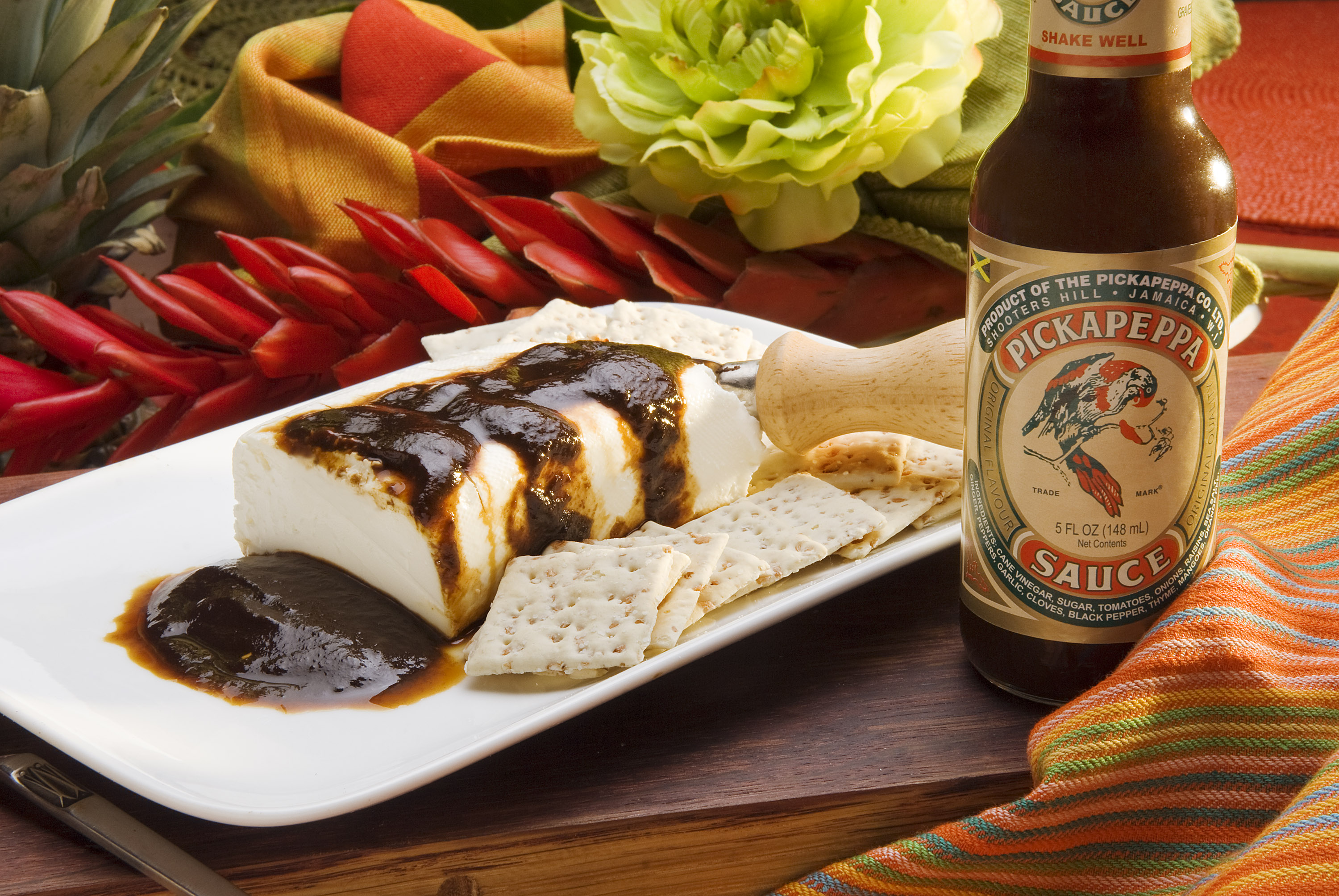 Pickapeppa Sauce served over cream cheese